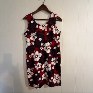Elegant Floral Red Midi Dress vintage size large